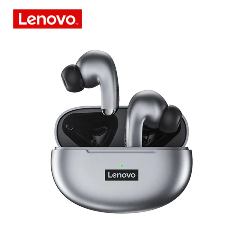 Fone de ouvido in-ear sem fio Lenovo LP5 cinza com luz LED